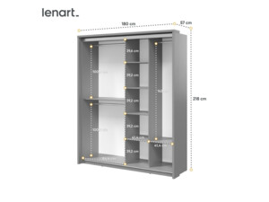 Šatní skříň Arti 17 (180) - šedá