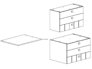 Modul 2D Match velký - skříňka, modrošedý